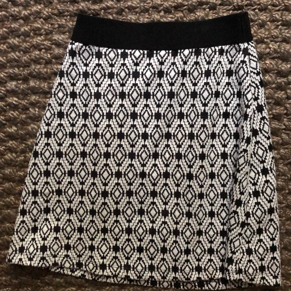 Black and White Stretchy A-Line Skirt
